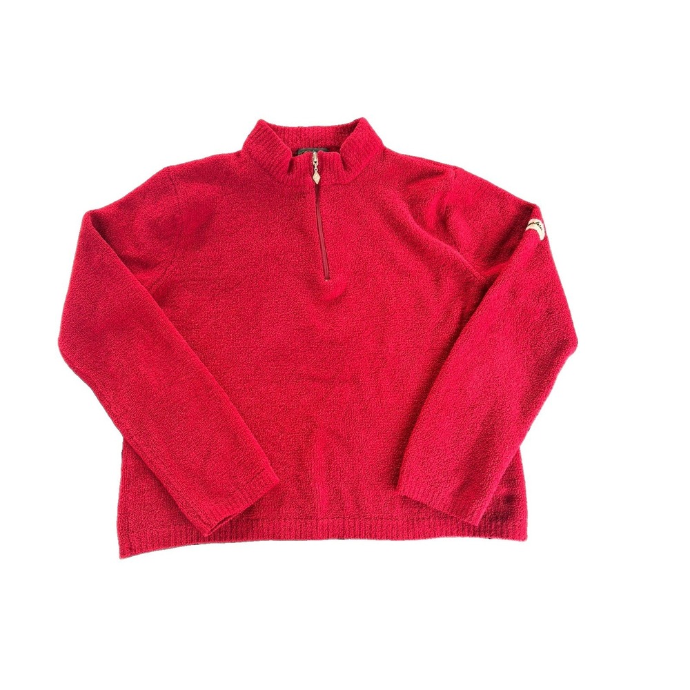 Vintage Greenbrier Sulfur Springs WV Red Fleece Quarter Zip Women Size Large